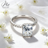 Moissanite Ring 3ct Radiant Cut D Color VVS1 GRA Certified 925 Sterling Silver Versatile Daily & Office Wear Ring for Ladies