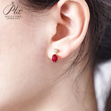 Moissanite Earrings 925 Sterling Silver D Color Oval Cut Ruby/Sapphire/Columbia Premium Jewelry Gifts for Anniversarie Birthdays