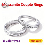 Moissanite Couple Ring S925 Sterling Silver D Color VVS1 Round Cut GRA Certified Hypoallergenic Direct Factory Daily Jewelry Ideal Gift for Her
