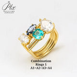 Ring Set Moissanite Lab Sapphire Combination Rings 925 Silver VVS1 Irregular Rings for Women Hypoallergenic Perfect Gift