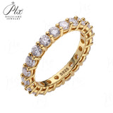 Gemstone & Moissanite  Pave Ring 925 Silver Dainty Colorful Band for Women Anniversary / Birthday Fine Jewelry Gift