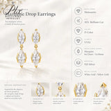 GRA Certificate 6ct Marquise Cut D Color Moissanite Drop Earrings for Women 925 Sterling Silver Stud Earrings with Certificate Unique Fine Jewelry Gift