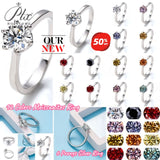 Moissanite Ring 12 Colors Round 1CT 925 Sliver Fine Jewelry Birth Stones Wedding Gift Women Jewel Ring Silver Ring