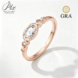 0.5ct Moissanite Rings Oval GRA Certified D Color VVS1 925 Sterling Silver Non‑Fade Ideal Gift Anniversary Ring for Her