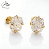 Trendy Moissanite/CZ Stud Earrings 925 Sterling Silver Crushed Ice Cut Cushion 8x10mm for Ladies Lightweight & Comfortable