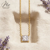 Moissanite Necklace 1CT Princess Cut Pendant S925 Sparkling Fine Jewelry Gift for Ladies Graduation Mother's Day Party