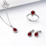 Jewelry Set Moissanite Jewelry Set Pear-shaped It Includes Ring Necklace & Earrings Suitable for Weddings and Ideal As A Gift