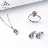 Jewelry Set Moissanite Jewelry Set Pear-shaped It Includes Ring Necklace & Earrings Suitable for Weddings and Ideal As A Gift