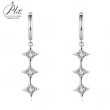 Moissanite Earrings 925 Silver Three Star Vertical Drop Earrings GRA Certified Hypoallergenic Non-Fading Ideal Gift Fine Jewelry For Women