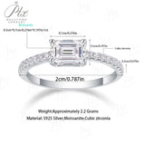 1CT Moissanite Ring Emerald Cut D Color 925 Sterling Silver Women's Ring Ideal for Wedding & Engagement Perfect Gift