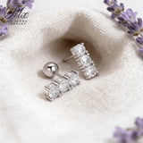 Moissanite 3-Stone Straight Row Earrings Round D With GRA 925 Sterling Silver Chic Fine Jewelry Gift for Mother's Day