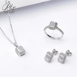 Jewelry Set Moissanite Jewelry Set Emerald-Cut It Includes Ring Necklace & Earrings Suitable for Weddings and Ideal As A Gift