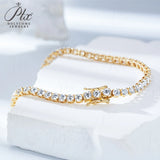 Lab-Grown Diamond Tennis Bracelet 10K Round Cut 3mm Factory Direct Fine Jewelry for Unisex Casual Wear 6-9inch Nickel-free & Lead-free