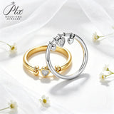 5A Cubic Zirconia Ring Heart VVS1 Clarity 925 Sterling Silver Anti-fade Ideal Gift Fashion Ornament for Female Hypoallergenic