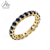 Gemstone & Moissanite  Pave Ring 925 Silver Dainty Colorful Band for Women Anniversary / Birthday Fine Jewelry Gift