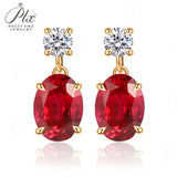 Moissanite Earrings 925 Sterling Silver D Color Oval Cut Ruby/Sapphire/Columbia Premium Jewelry Gifts for Anniversarie Birthdays