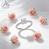 1ct Asscher Moissanite Ring 925 Sterling Silver D Color VVS1 GRA Certified Promise Ring No Fading Ideal Gift
