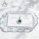 Emerald Cut Lab Grown Columbia Emerald Necklace Ruby Sapphire Padparadscha White Gold Colorful Fine Jewelry Pendant for Her