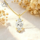 Moissanite Pendant Six Claw Marquise Necklace White Yellow Rose Gold Options Sparkling Fine Jewelry Special Occasion Gift
