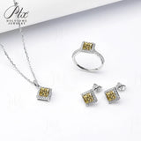 Jewelry Set Moissanite Jewelry Set Princess Cut It Includes Ring Necklace & Earrings Suitable for Weddings and Ideal As A Gift