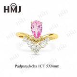 Crown Ring 5X8mm Pear Lab Grown Ruby Sapphire Zambian Padparadscha 925 Silver Ring for Women Man Engagement Christmas Party Gift