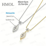 Moissanite Necklace 925/10K/14K Gold Marquise Round Cut 1ct D Color VVS1 Pendant Minimalist Fine Jewelry Must-have Gift for Her