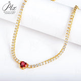 Lab-Grown Gemstone and Moissanite Tennis Chain 16-20 Inches GRA/AGL Certified S925 Multi Color High-End Jewelry Ideal Gift