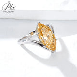 5ct Moissanite Ring Marquise Cut GRA Certificate Champagne Color VVS1 925 Sterling Silver Non‑Fade Versatile Daily Anniversary Party Ring for Her