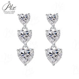 5ct Moissanite Earrings Heart Cut D Color VVS1 925 Sterling Silver GRA Certified Hypoallergenic Office Wear Factory Direct