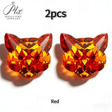 7x7mm Lucky Cat Cut Golden/White/Purple/Pink/Green/Ice Blue/Yellow Colors Cubic Zirconia Gemstones for Jewelry Making DIY Gift