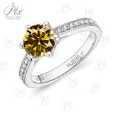 Moissanite Ring 6 Claws Silver Ring 12 Colors Round 1CT 925 Sterling Sliver Fine Jewelry Birth Stones Wedding Gift Jewel Ring