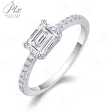 1CT Moissanite Ring Emerald Cut D Color 925 Sterling Silver Women's Ring Ideal for Wedding & Engagement Perfect Gift