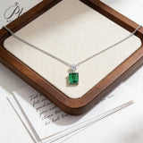 1.5/2ct Emerald Cut Lab Grown Columbia Emerald Ruby Necklace White Gold Fine Jewelry Pendant for Wedding Gift