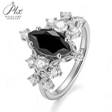 Moissanite Ring 5x10mm 925 Silver GRA Certified D Champagne Black Stone Marquise Cut Fine Jewelry Fade Resistant Ideal Gift Jewelry