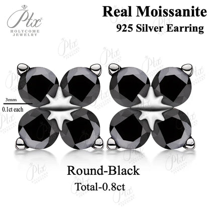 Rose Gold Four Leaf Clover Moissanite Stud Earrings 925 Silver Plated 18k Yellow/White Gold Diamond Earring for Women