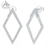 Moissanite Rhombus Stud Earrings For Women D Color VVS1 GRA Certificate 925 Sterling Silver Diamond Earring Bridal Wedding Party Trendy Fine Jewelry Gift