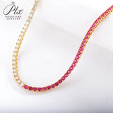 Lab-Grown Gemstone and Moissanite Tennis Chain 16-20 Inches GRA/AGL Certified S925 Multi Color High-End Jewelry Ideal Gift