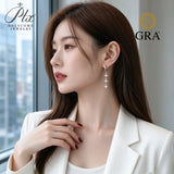Moissanite Earrings 925 Silver Three Star Vertical Drop Earrings GRA Certified Hypoallergenic Non-Fading Ideal Gift Fine Jewelry For Women