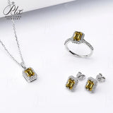 Jewelry Set Moissanite Jewelry Set Emerald-Cut It Includes Ring Necklace & Earrings Suitable for Weddings and Ideal As A Gift