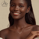 V-Shaped Necklace with Emerald-Cut Round D-Color Moissanite GRA S925 Collar Necklace A Top Choice for Ladies' Daily Commute