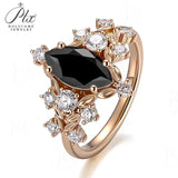 Moissanite Ring 5x10mm 925 Silver GRA Certified D Champagne Black Stone Marquise Cut Fine Jewelry Fade Resistant Ideal Gift Jewelry
