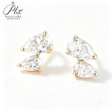 Total 3ct Moissanite Earrings Pear Cut D Color VVS1 925 Sterling Silver GRA Certified Hypoallergenic Non‑Fading Office Wear