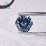 Top Quality GRA Certificated Vivid Blue VVS1 Hexagon Cut Step Cut Moissanite Diamond Test Positive Moissanite Factory OEM ODM