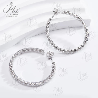 Hot Sale Euramerican Fashion Jewelry Stud Earring Ear Loop 100% 925 Sterling Silver Plated 18K For Women Anniversary Gift Charms