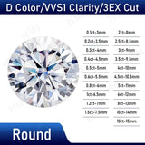 0.1ct-13ct Moissanite Stone Round Shape D Color 8Hearts&8Arrows Cut VVS1 Clarity DIY Jewelry Main Materials with GRA Certificate
