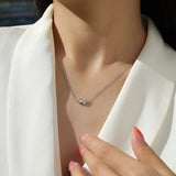 Moissanite Necklace Sparkling Classic Round Pendant 925 Sterling Silver Jewelry Anniversary Gift for Women