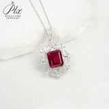 Emerald Cut Lab Grown Columbia Emerald Necklace Ruby Sapphire Padparadscha White Gold Colorful Fine Jewelry Pendant for Her