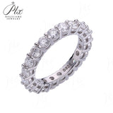 Gemstone & Moissanite  Pave Ring 925 Silver Dainty Colorful Band for Women Anniversary / Birthday Fine Jewelry Gift