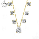 Moissanite Necklace 3CT Pear & Round Cut with 925 Sterling Silver Key Chain D Color VVS1 Clarity Perfect Birthday Gift