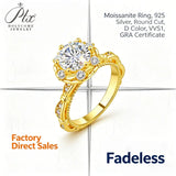 Moissanite Ring D Color VVS1 Round Cut 925 Sterling Silver GRA Certified Daily Wear Commute Friendly Ideal Gift for Her